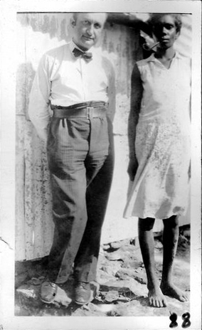 Photo of Melech Ravitch with a young Aboriginal woman in the outback. Photo courtesy of Monash University.